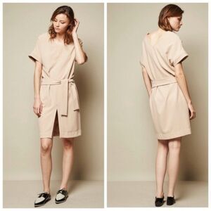 Achro Sand Beige Front Slit Dress Size S